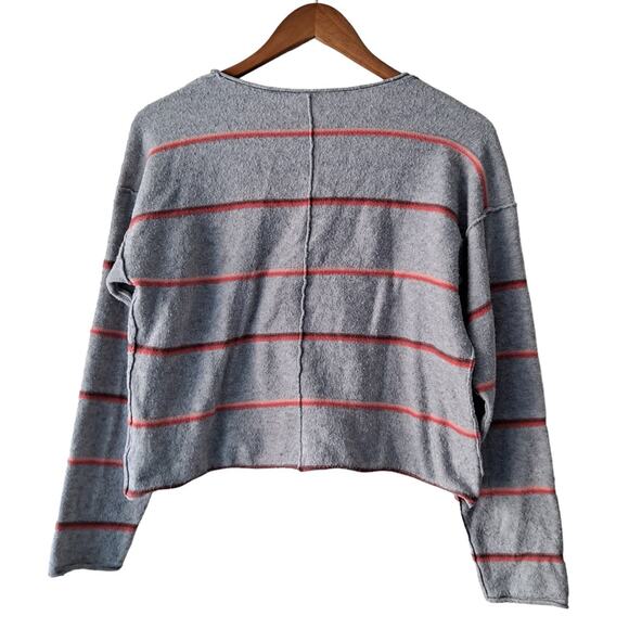 Free People Make You Mine Sweater in Gray w Orange & Pink Striped -Size S/P - Picture 2 of 10
